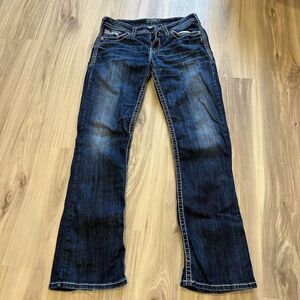 SILVER Natsuki Dark Wash Bootcut Women's Jeans Studded Embroidered W30 L33